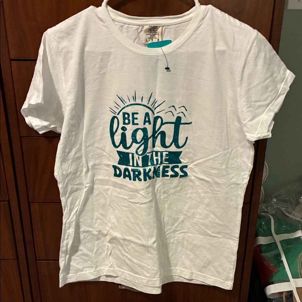 Comfort Colors White Tee with Teal Graphic